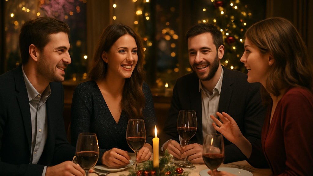 Gruppo di adulti in contesto sociale per Capodanno